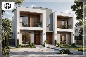 نمای ویلا دوبلکس کوچک مدرن